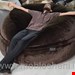 بین بگ الیافی گرد سایز ۱۴۰ با پارچه خز سوپرسافت رنگ قهوه ای تیره