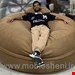 بین بگ الیافی گرد سایز ۱۸۰ با پارچه مخمل مبلی رنگ قهوه ای