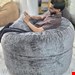 بین بگ الیافی گرد سایز ۱۲۰ با پارچه تدی مبلی رنگ طوسی