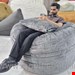 بین بگ الیافی گرد سایز ۱۲۰ با پارچه تدی مبلی رنگ طوسی