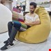 بین بگ الیافی مدل گلابی سایز ۱۲۰ با پارچه مخمل مبلی زرد