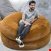 بین بگ الیافی گرد یک نفره سایز ۱۴۰ با پارچه خز سوپرسافت رنگ مسی