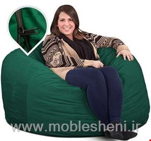 مبل شنی مخملی،یونولیتی سبز تکنفره سبک