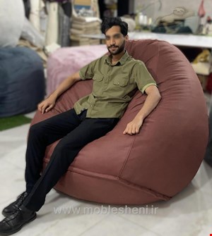  بین بگ طرح گلابی سایز ۱۳۰ الیافی رنگ زرشکی  با پارچه مخمل مبلی