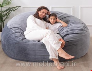مبل شنی دونفره گرد بزرگ طوسی روشن سایز ۱۶۰×۷۰
