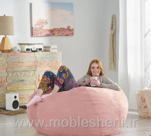 مبل شنی تک‌نفره گرد باپارچه مخمل 
