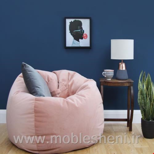 مبل شنی  الیافی، مدل بولت باپارچه مخمل صورتی 