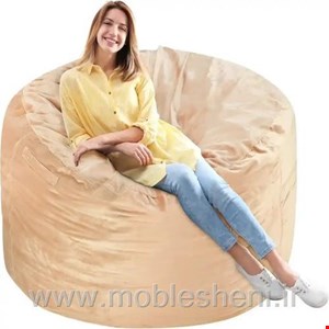 مبل شنی گرد بزرگ باپارچه مخمل کرم 
