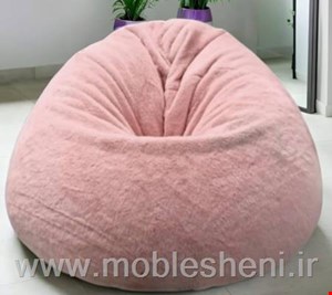 بین بگ تک‌نفره باروکش خز خرگوشی صورتی 