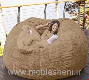 بین بگ يا همان مبل شنی، استوانه‌ای با رویه خز خرگوشی نسکافه ای 