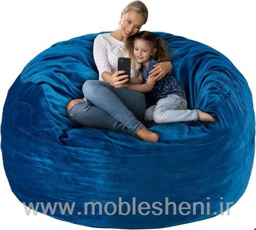 بین بگ گرد خیلی بزرگ ،با پارچه مخمل آبی رنگ 