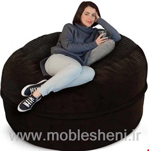 مبل شنی تک‌نفره گرد پارچه مخمل ضخیم مشکی 