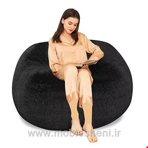 مبل شنی خزدار مشکی تک نفره