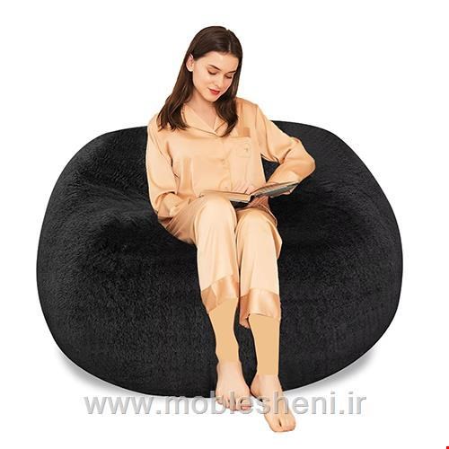 مبل شنی خزدار مشکی تک نفره