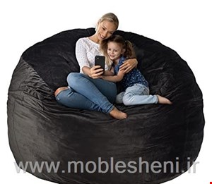 مبل راحتی شنی، استوانه‌ای بزرگ  با روکش مخمل مشکی 