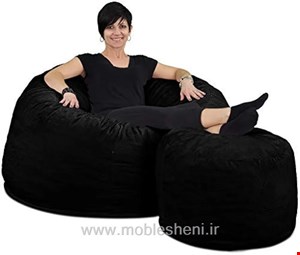 مبل شنی تکنفره مخملی همراه با پاف