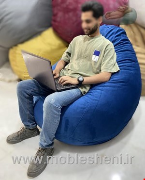 بین بگ الیافی طرح گلابی آبی رنگ