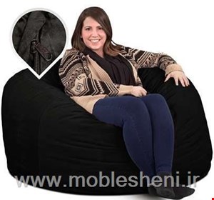 مبل راحتی شنی مشکی،تکنفره،مخملی،یونولیتی۱۲۰×۸۰