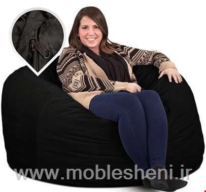 مبل راحتی شنی مشکی،تکنفره،مخملی،یونولیتی۱۲۰×۸۰