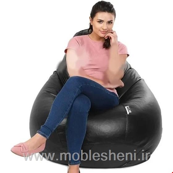 صندلی شنی یا بین بگ پشتی دار چرمی بزرگ