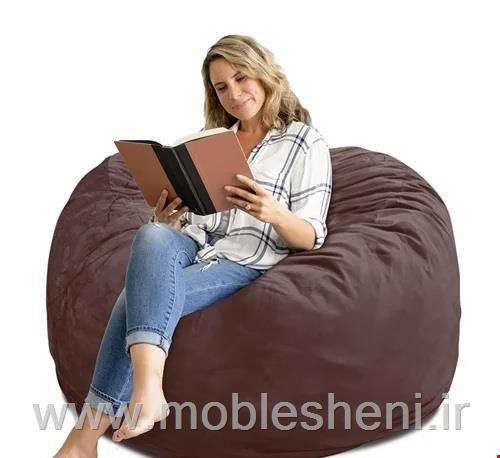 بین بگ تک‌نفره گرد، یونولیتی باروکش مخمل قهوه‌ای 