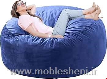 بین بگ یونولیتی گرد، با روکش مخمل آبی 
