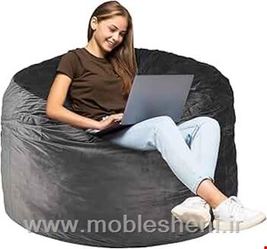 بین بگ استوانه‌ای مخمل طوسی تیره 