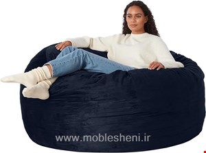 بین بگ گرد تک‌نفره بزرگ باروکش مخمل مشکی 