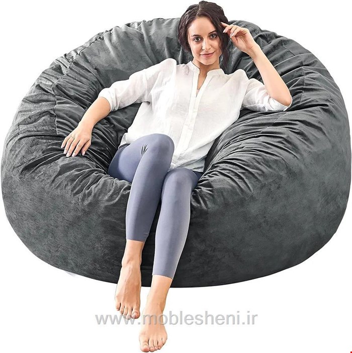 فروش مبل شنی یابین بگ تکنفره بزرگ الیافی مخملی از تولیدی