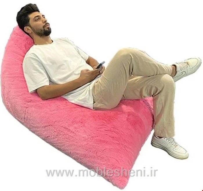 صندلی شنی یا بین بگ مثلثی بزرگ باروکش خز خرگوشی سوپرسافت