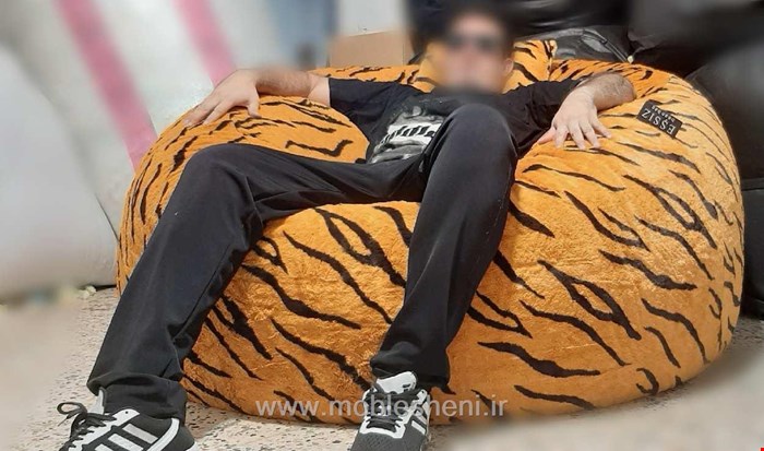 مبل راحتی شنی،یابین بگ تکنفره بزرگ برند اشسیزEssiz(ببری)۱۴۰×۸۰