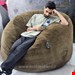  بین بگ الیافی گردیک نفره قطر ۱۲۰با پارچه تدی مبلی قهوه ای 
