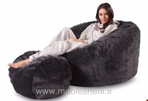 مبل شنی راحتی یا بین بگ با پارچه خز همراه با پاف کد02