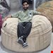 بین بگ الیافی گردتک نفره سایز ۱۲۰ با پارچه خز سوپرسافت رنگ کرم