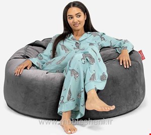 صندلی شنی یا بین بگ گرداستوانه، مخملی،یونولیتی،تکنفره متوسط۱۲۰×۷۰بزرگ