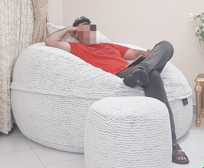 مبل شنی استوانه‌ای تک‌نفره سایز بزرگ با پارچه خز ترک 