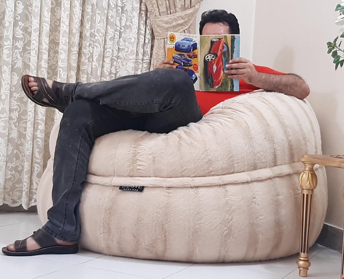 خریدمبل شنی تک‌نفره گرد پارچه خز ترک 
