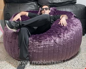 مبل راحتی شنی یا(بین بگ)برنداشسیزEssizتکنفره بزرگ طرح دار بنفش راه راه